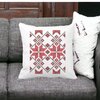 Perna Decorativa Patrata cu Motive Romanesti, 40x40 cm, Alba, Mata, Husa Detasabila, Burduf 18 Alba