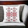 Perna Decorativa Patrata cu Motive Romanesti, 40x40 cm, Alba, Mata, Husa Detasabila, Burduf 19 Mata