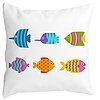 Perna Decorativa Patrata cu Pesti Multicolor, 40x40 cm, Alba, Mata, Husa Detasabila, Burduf 16 Perna Decorativa Patrata cu Pesti Multicolor