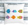 Perna Decorativa Patrata cu Pesti Multicolor, 40x40 cm, Alba, Mata, Husa Detasabila, Burduf 18 Alba