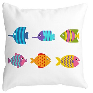 Perna Decorativa Patrata cu Pesti Multicolor