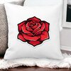 Perna Decorativa Patrata cu Trandafir Rosu, 40x40 cm, Alba, Mata, Husa Detasabila, Burduf 18 Alba