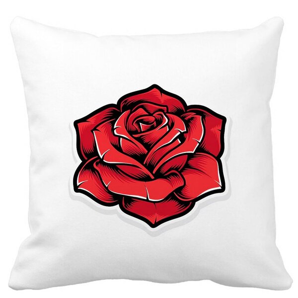 Perna Decorativa Patrata cu Trandafir Rosu, 40x40 cm, Alba, Mata, Husa Detasabila, Burduf 11 Perna Decorativa Patrata cu Trandafir Rosu