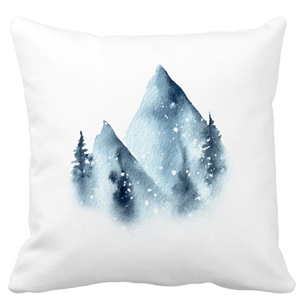 Perna Decorativa Peisaj de Iarna, 40x40 cm, Alba, Mata, Husa Detasabila, Burduf 13 Perna Decorativa Peisaj de Iarna