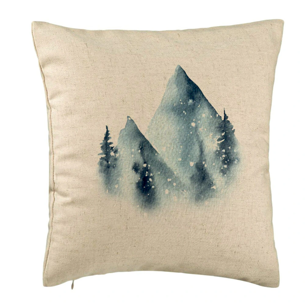 Perna Decorativa Peisaj de Iarna, 40x40 cm, Bej, Husa Detasabila, Burduf 5 Perna Decorativa Peisaj de Iarna