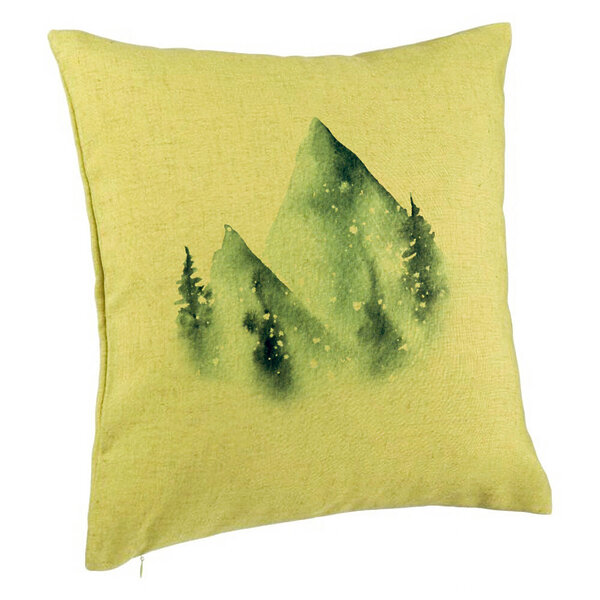 Perna Decorativa Peisaj de Iarna, 40x40 cm, Verde, Husa Detasabila, Burduf 5 Perna Decorativa Peisaj de Iarna