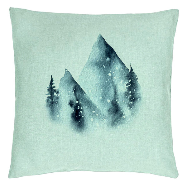 Perna Decorativa Peisaj de Iarna, 40x40 cm, Verde Menta, Husa Detasabila, Burduf 5 Perna Decorativa Peisaj de Iarna