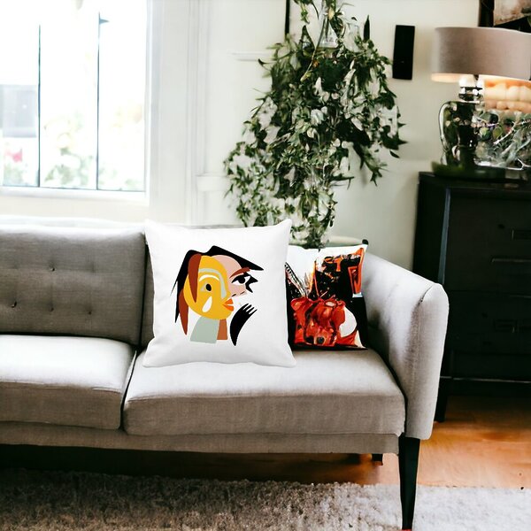 Perna Decorativa, Picasso style 2,40x40 cm, Alba, Mata, Husa Detasabila, Burduf 14 Picasso style 2