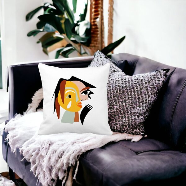 Perna Decorativa, Picasso style 2,40x40 cm, Alba, Mata, Husa Detasabila, Burduf 16 Alba