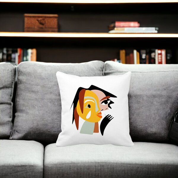 Perna Decorativa, Picasso style 2,40x40 cm, Alba, Mata, Husa Detasabila, Burduf 17 Mata