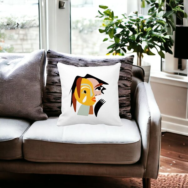 Perna Decorativa, Picasso style 2,40x40 cm, Alba, Mata, Husa Detasabila, Burduf 18 Husa Detasabila