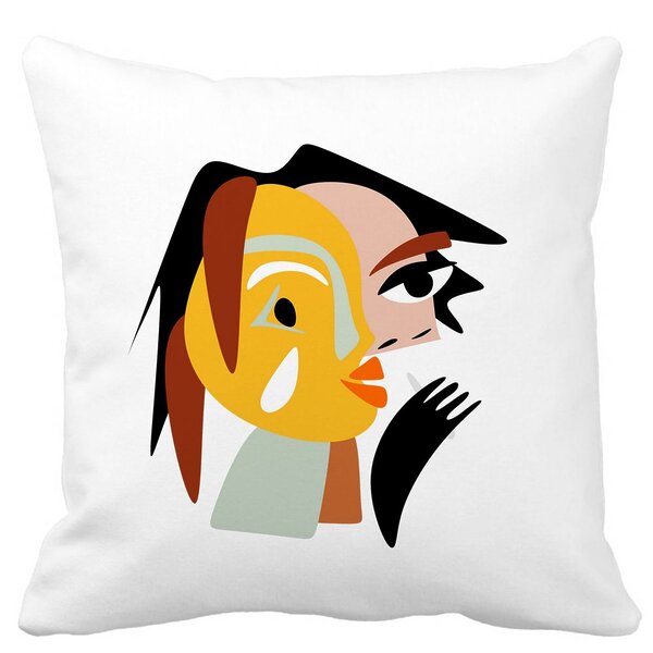Perna Decorativa, Picasso style 2,40x40 cm, Alba, Mata, Husa Detasabila, Burduf 13 Perna Decorativa