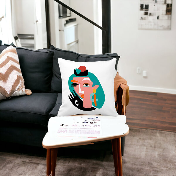 Perna Decorativa, Picasso style, 40x40 cm, Alba, Mata, Husa Detasabila, Burduf 15 40x40 cm