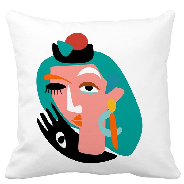 Perna Decorativa, Picasso style, 40x40 cm, Alba, Mata, Husa Detasabila, Burduf 13 Perna Decorativa
