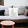 Perna Decorativa Pisica cu Flori, Multicolor, 40x40 cm, Alba, Mata, Husa Detasabila, Burduf 20 Multicolor