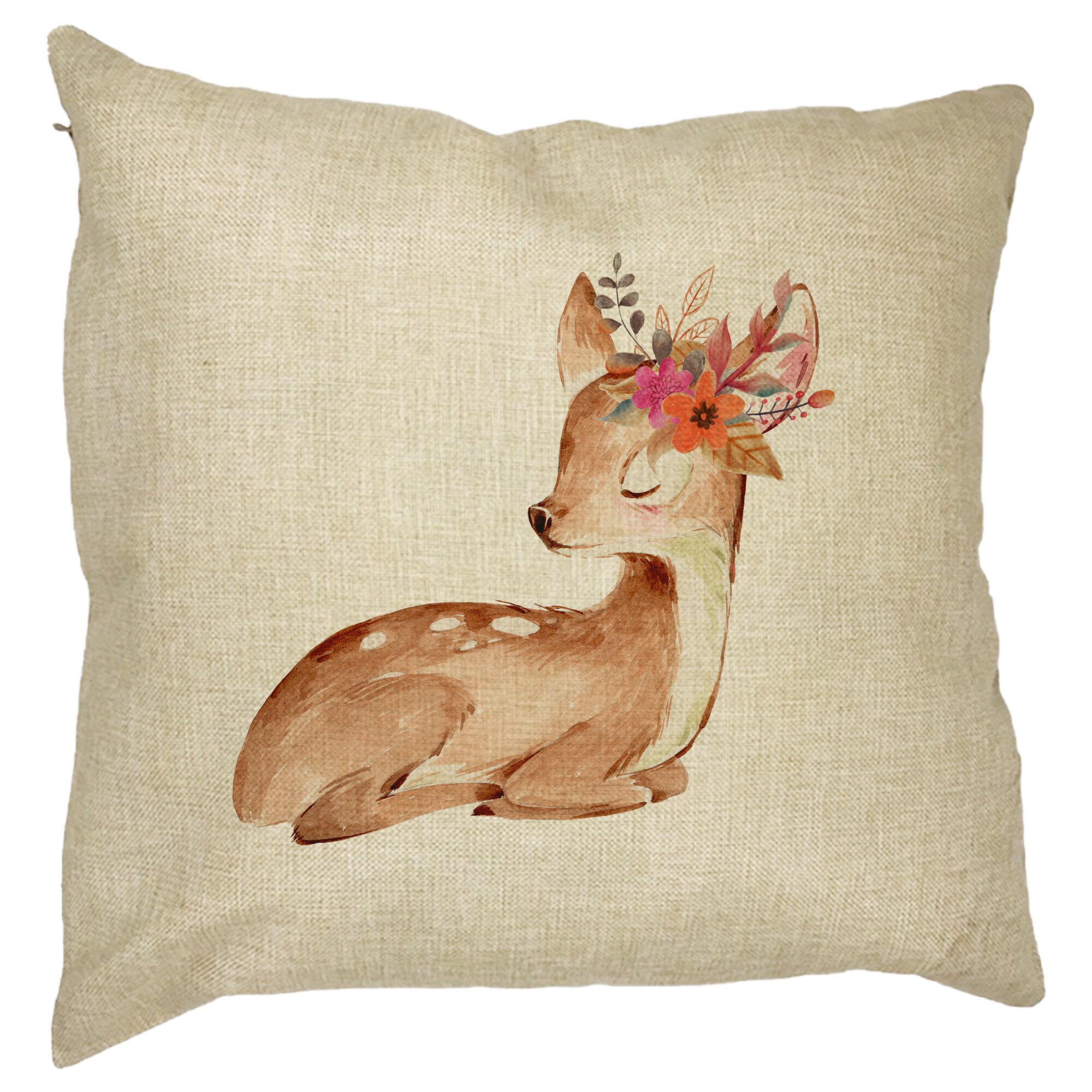 Perna Decorativa Pui de Caprioara, 40x40 cm, Husa Detasabila, Burduf 11 Perna Decorativa Pui de Caprioara