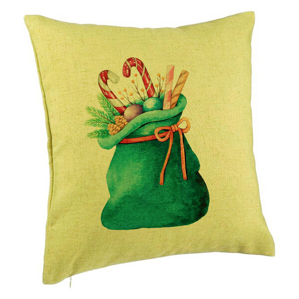 Perna Decorativa Sacul lui Mos Craciun cu cadouri, 40x40 cm, Verde, Husa Detasabila, Burduf 5 Perna Decorativa Sacul lui Mos Craciun cu cadouri