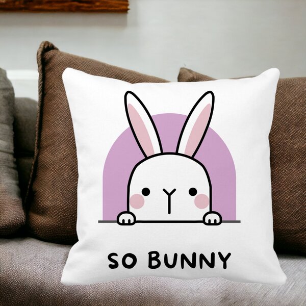 Perna Decorativa, So Bunny, 40x40 cm, Alba, Mata, Husa Detasabila, Burduf 12 So Bunny