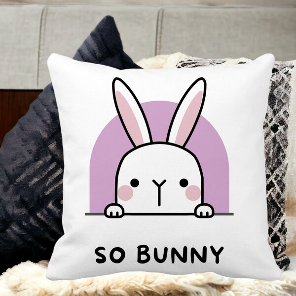 Perna Decorativa, So Bunny, 40x40 cm, Alba, Mata, Husa Detasabila, Burduf 13 40x40 cm