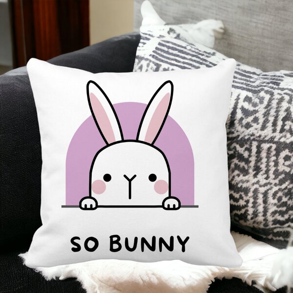 Perna Decorativa, So Bunny, 40x40 cm, Alba, Mata, Husa Detasabila, Burduf 14 Alba