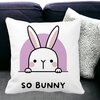 Perna Decorativa, So Bunny, 40x40 cm, Alba, Mata, Husa Detasabila, Burduf 20 Mata