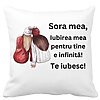 Perna Decorativa Sora mea 1, 40x40 cm, Alba, Mata, Husa Detasabila, Burduf 4 Perna Decorativa Sora mea 1