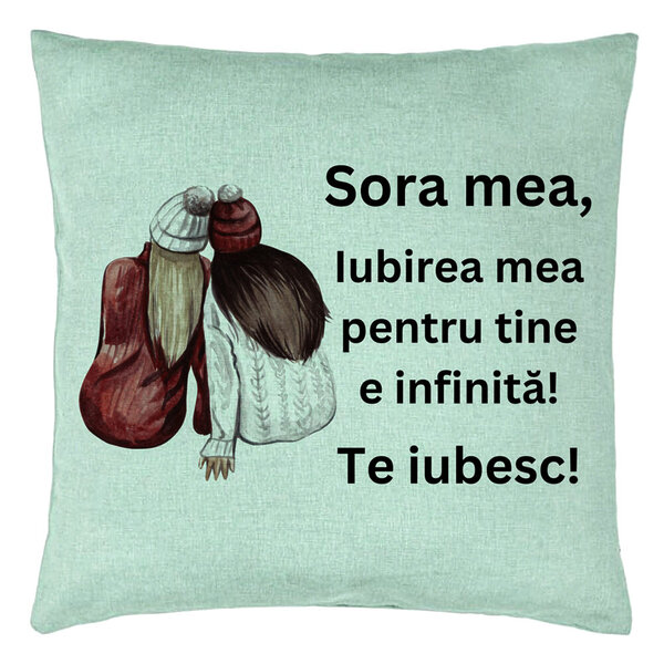 Perna Decorativa Sora mea 1, 40x40 cm, Verde Menta, Husa Detasabila, Burduf 5 Perna Decorativa Sora mea 1