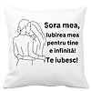 Perna Decorativa Sora mea 10, 40x40 cm, Alba, Mata, Husa Detasabila, Burduf 4 Perna Decorativa Sora mea 10