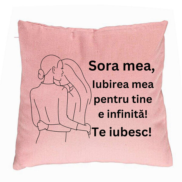 Perna Decorativa Sora mea 10, 40x40 cm, Roz, Husa Detasabila, Burduf 5 Perna Decorativa Sora mea 10