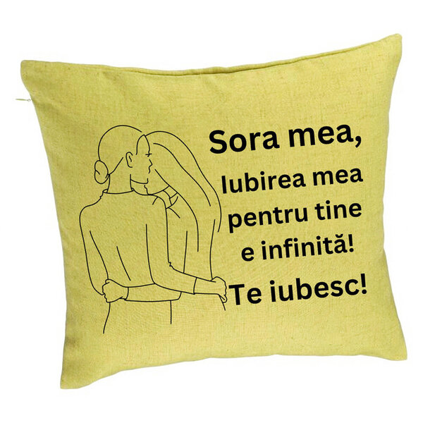 Perna Decorativa Sora mea 10, 40x40 cm, Verde, Husa Detasabila, Burduf 5 Perna Decorativa Sora mea 10