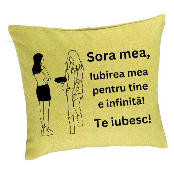 Perna Decorativa Sora mea 10, 40x40 cm, Verde, Husa Detasabila, Burduf 5 Perna Decorativa Sora mea 10