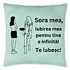 Perna Decorativa Sora mea 10, 40x40 cm, Verde Menta, Husa Detasabila, Burduf 7 Perna Decorativa Sora mea 10