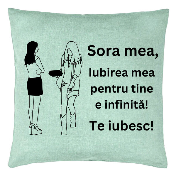 Perna Decorativa Sora mea 10, 40x40 cm, Verde Menta, Husa Detasabila, Burduf 5 Perna Decorativa Sora mea 10