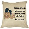 Perna Decorativa Sora mea 12, 40x40 cm, Husa Detasabila, Burduf 16 Perna Decorativa Sora mea 12