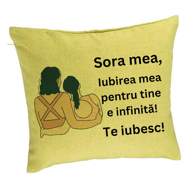Perna Decorativa Sora mea 12, 40x40 cm, Verde, Husa Detasabila, Burduf 5 Perna Decorativa Sora mea 12