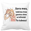 Perna Decorativa Sora mea 13, 40x40 cm, Alba, Mata, Husa Detasabila, Burduf 4 Perna Decorativa Sora mea 13