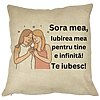 Perna Decorativa Sora mea 13, 40x40 cm, Husa Detasabila, Burduf 16 Perna Decorativa Sora mea 13
