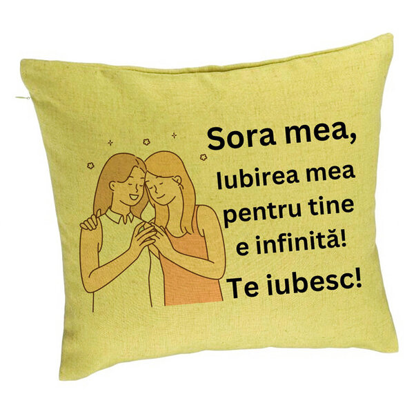 Perna Decorativa Sora mea 13, 40x40 cm, Verde, Husa Detasabila, Burduf 5 Perna Decorativa Sora mea 13