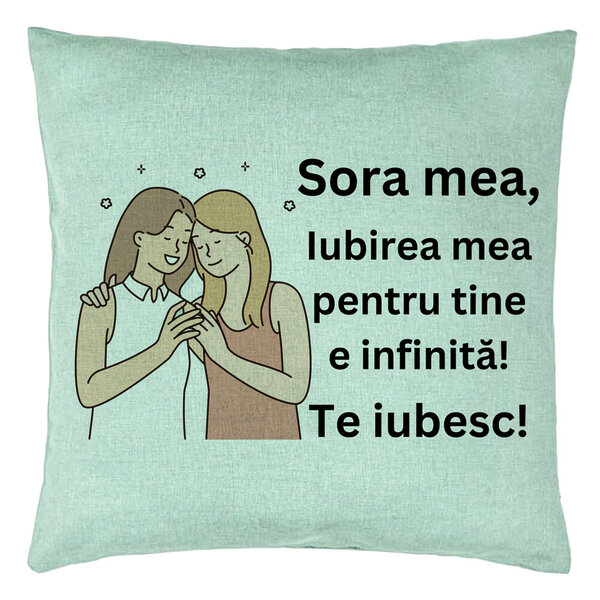 Perna Decorativa Sora mea 13, 40x40 cm, Verde Menta, Husa Detasabila, Burduf 5 Perna Decorativa Sora mea 13