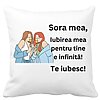 Perna Decorativa Sora mea 14, 40x40 cm, Alba, Mata, Husa Detasabila, Burduf 4 Perna Decorativa Sora mea 14