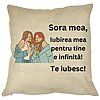 Perna Decorativa Sora mea 14, 40x40 cm, Husa Detasabila, Burduf 16 Perna Decorativa Sora mea 14