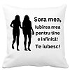 Perna Decorativa Sora mea 15, 40x40 cm, Alba, Mata, Husa Detasabila, Burduf 4 Perna Decorativa Sora mea 15