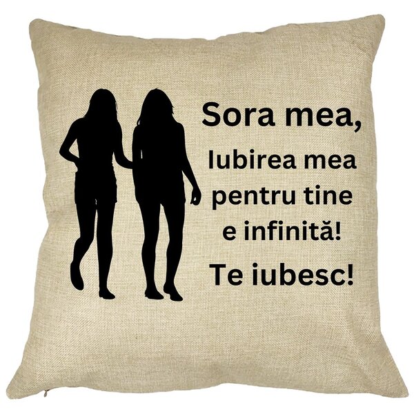 Perna Decorativa Sora mea 15, 40x40 cm, Husa Detasabila, Burduf 11 Perna Decorativa Sora mea 15