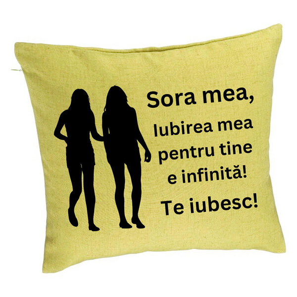 Perna Decorativa Sora mea 15, 40x40 cm, Verde, Husa Detasabila, Burduf 5 Perna Decorativa Sora mea 15