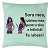 Perna Decorativa Sora mea 16, 40x40 cm, Verde Menta, Husa Detasabila, Burduf 7 Perna Decorativa Sora mea 16