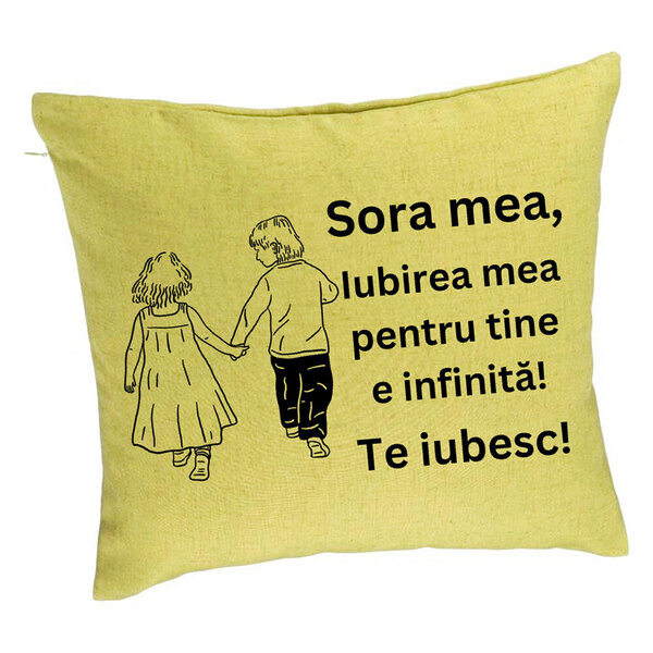 Perna Decorativa Sora mea 17, 40x40 cm, Verde, Husa Detasabila, Burduf 5 Perna Decorativa Sora mea 17
