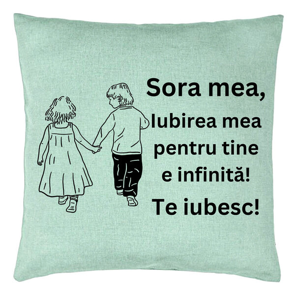 Perna Decorativa Sora mea 17, 40x40 cm, Verde Menta, Husa Detasabila, Burduf 5 Perna Decorativa Sora mea 17