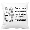 Perna Decorativa Sora mea 18, 40x40 cm, Alba, Mata, Husa Detasabila, Burduf 4 Perna Decorativa Sora mea 18