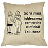 Perna Decorativa Sora mea 18, 40x40 cm, Husa Detasabila, Burduf 16 Perna Decorativa Sora mea 18