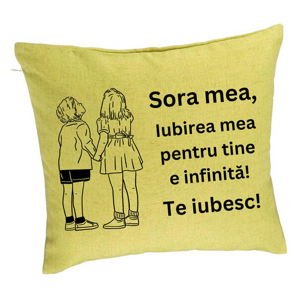 Perna Decorativa Sora mea 18, 40x40 cm, Verde, Husa Detasabila, Burduf 5 Perna Decorativa Sora mea 18